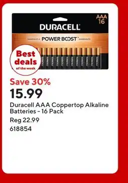 Staples Duracell AAA Coppertop Alkaline Batteries offer