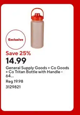 Staples General Supply Goods + Co Goods + Co Tritan Bottle with Handle - 64 oz - Pink offer