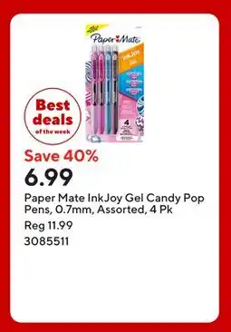 Staples Paper Mate InkJoy Gel Candy Pop Pens, 0.7mm, Assorted offer