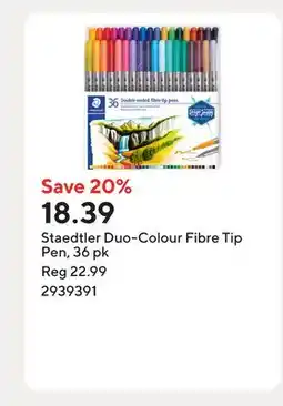Staples Staedtler Duo-Colour Fibre Tip Pen offer