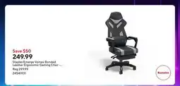 Staples Staples Emerge Vomax Bonded Leather Ergonomic Gaming Chair - Black/Grey offer