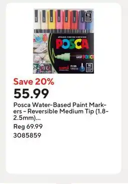 Staples Posca Water-Based Paint Markers - Reversible Medium Tip (1.8-2.5mm) - Assorted Colors offer