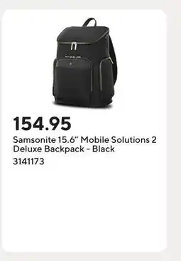 Staples Samsonite 15.6 Mobile Solutions 2 Deluxe Backpack - Black offer