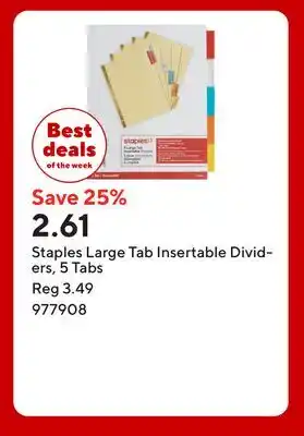Staples Staples Large Tab Insertable Dividers, 5 Tabs offer