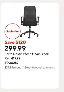 Staples Serta Destin Mesh Chair Black offer