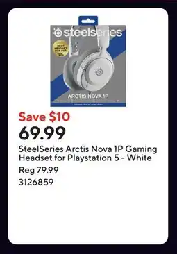 Staples SteelSeries Arctis Nova 1P Gaming Headset for Playstation 5 - White offer