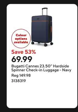 Staples Bugatti Cannes 23.50 Hardside Spinner Check-in Luggage - Navy offer