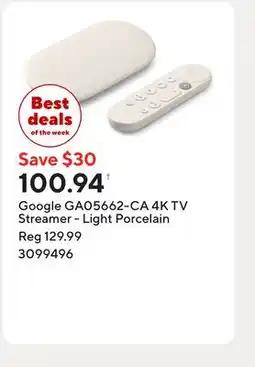 Staples Google GA05662-CA 4K TV Streamer - Light Porcelain offer