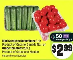 FreshCo Mini Seedless Cucumbers or grape tomatoes offer