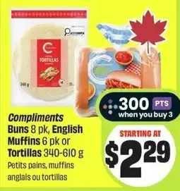 FreshCo Compliments Buns, English Muffins or Tortillas offer