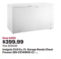 Best Buy Insignia 13.8 Cu. Ft. Garage Ready Chest Freezer (NS-CZ14WH2-C) - White - Only at Best Buy offer