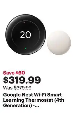 Best Buy Google Nest Wi-Fi Smart Learning Thermostat (4th Generation) - Polished Obsidian offer