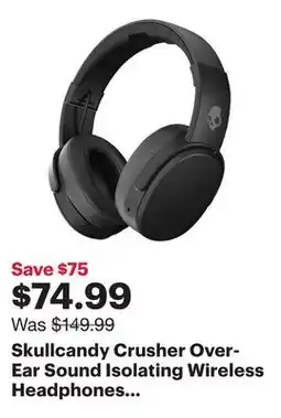 Best Buy Skullcandy Crusher Over-Ear Sound Isolating Wireless Headphones with Mic - Black - Only at Best Buy offer