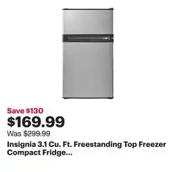 Best Buy Insignia 3.1 Cu. Ft. Freestanding Top Freezer Compact Fridge (NS-CF30TMSS6-C) - Stainless Steel Look offer