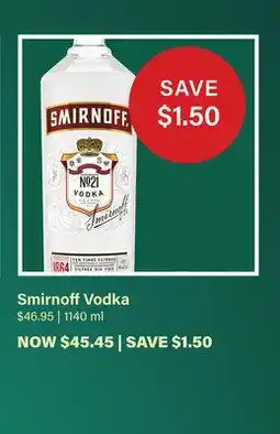 LCBO Smirnoff Vodka offer