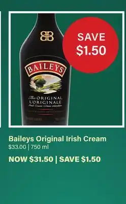 LCBO Baileys Original Irish Cream offer