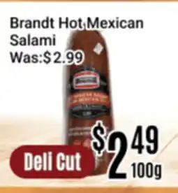 Nations Fresh Foods Brandt Hot Mexican Salami offer