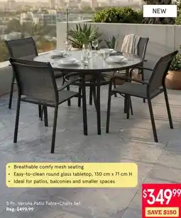 Kitchen Stuff Plus 5 Pc. Verona Patio Table + Chairs Set offer
