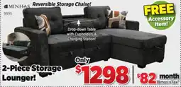Surplus Furniture Colsen Grey Sleeper Sectional with Drop Down Table offer