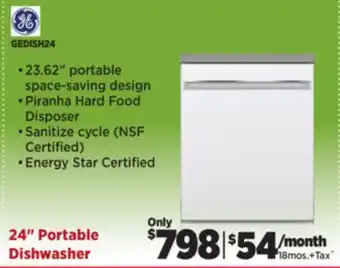 Surplus Furniture GE 24 White Portable Dishwasher offer