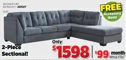Surplus Furniture Marleton Denim 2-Piece Right Chaise Sectional offer