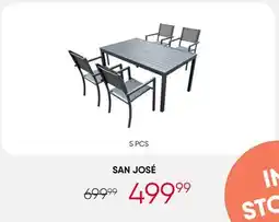 Meubles RD San jose - Rectangular Metal Outdoor Dining Table and 4 Chairs offer