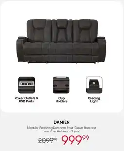 Meubles RD Damien - Modular Reclining Sofa with Drop-Down Backrest and Cup Holders - 3 pcs offer