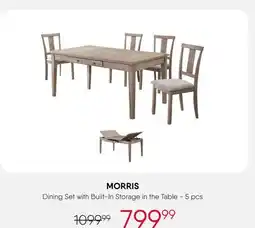 Meubles RD Morris - Rectangular Dining Table with Storage Compartments and 4 Chairs - Grey offer