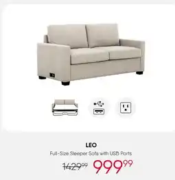 Meubles RD Leo - Full-Size Sleeper Sofa with USB Ports offer