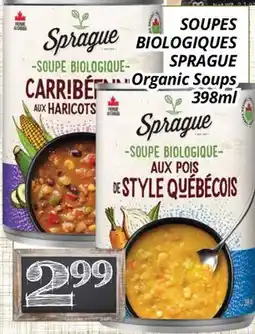 Supermarché PA SOUPES BIOLOGIQUES SPRAGUE | Organic Soups offer