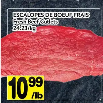 Supermarché PA ESCALOPES DE BOEUF FRAIS | Fresh Beef Cutlets offer