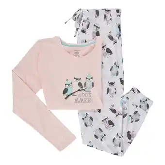 Giant Tiger Carisma Women's Printed Long Sleeve Cotton Knit PJ Set with Drawstring and Comfort Waistband, 2 Pieces offer