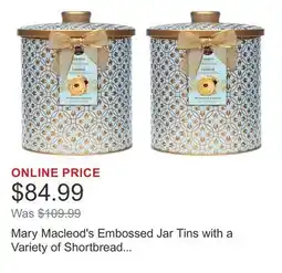 Costco Mary Macleod's Embossed Jar Tins with a Variety of Shortbread Cookies, 2 x 30 Cookies offer