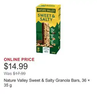 Costco Nature Valley Sweet & Salty Granola Bars, 36 × offer