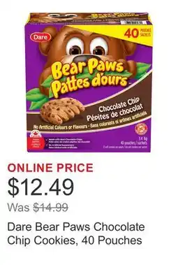 Costco Dare Bear Paws Chocolate Chip Cookies, 40 Pouches offer