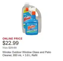 Costco Windex Outdoor Window Glass and Patio Cleaner, 950 mL + 3.8 L Refill offer