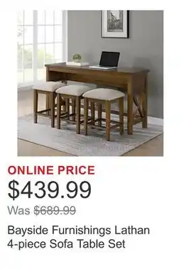 Costco Bayside Furnishings Lathan 4-piece Sofa Table Set offer