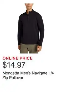 Costco Mondetta Men's Navigate 1/4 Zip Pullover offer