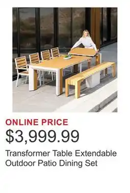 Costco Transformer Table Extendable Outdoor Patio Dining Set offer