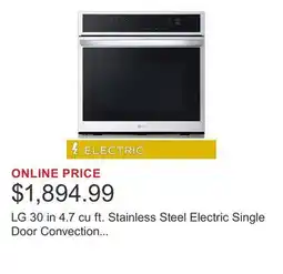 Costco LG 30 in 4.7 cu ft. Stainless Steel Electric Single Door Convection Wall Oven with Air Fry offer