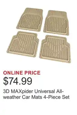 Costco 3D MAXpider Universal All-weather Car Mats 4-Piece Set offer