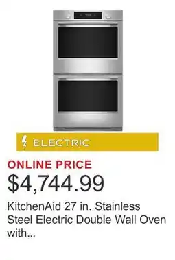Costco KitchenAid 27 in. Stainless Steel Electric Double Wall Oven with Assisted Cook Cycles offer