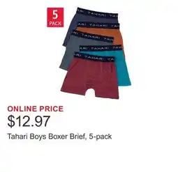 Costco Tahari Boys Boxer Brief, 5-pack offer
