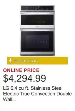 Costco LG 6.4 cu ft. Stainless Steel Electric True Convection Double Wall Oven with Air Fry offer