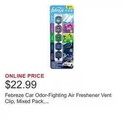 Costco Febreze Car Odor-Fighting Air Freshener Vent Clip, Mixed Pack, 2.2ml, 5 count offer
