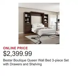 Costco Bestar Boutique Queen Wall Bed 3-piece Set with Drawers and Shelving offer