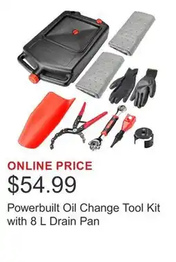 Costco Powerbuilt Oil Change Tool Kit with 8 L Drain Pan offer