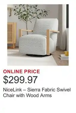 Costco NiceLink – Sierra Fabric Swivel Chair with Wood Arms offer