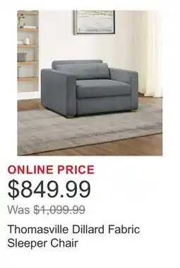 Costco Thomasville Dillard Fabric Sleeper Chair offer