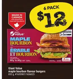 Giant Tiger Giant Value maple bourbon flavour burgers offer